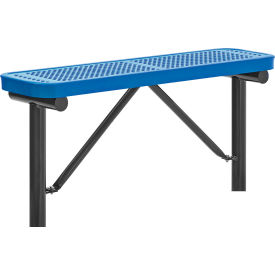 GoVets™ 4' Outdoor Steel Flat Bench Perforated Metal In Ground Mount Blue 742IBL695