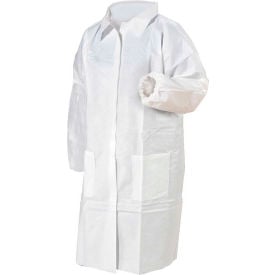 KeyGuard® Lab Coat 3 Pockets Elastic Wrists Snap Front Single Collar White MD 30/Case LC3-WE-KG-MD