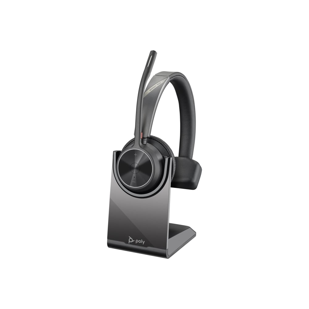 Poly Voyager 4300 UC 4310 Headset - Mono - USB Type A - Wireless - Bluetooth - 164 ft - 20 Hz - 20 kHz - On-ear - Monaural - Ear-cup - MEMS Technology, Electret Condenser Microphone - Black MPN:77Y92AA