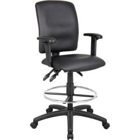 Boss Multifunction Drafting Stool with Adjustable Arms - Leather - Black B1646