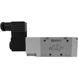 Aignep USA 3/2 Closed Single Solenoid Valve Ext Pilot 1/4 NPTF 24V AC/5VA Coil Black Connection 01VA03NC03N0401