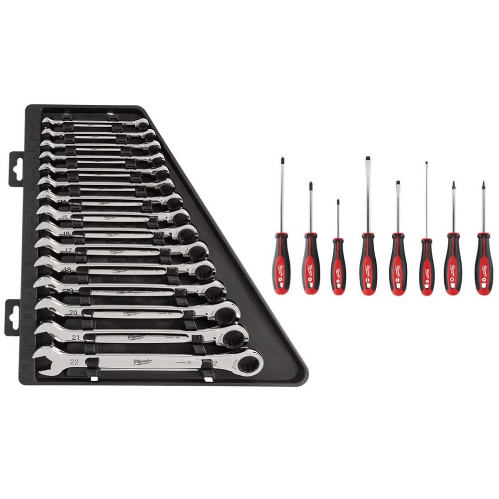 Wrench Sets, System Of Measurement: Metric , Size Range: 8 mm - 22 mm , Container Type: Storage Tray , Material: Alloy Steel , Finish Coating: Chrome  MPN:1483131/9035322