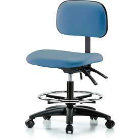 Blue Ridge Ergonomics™ Multi-Purpose Industrial Stool Vinyl w/ Chrome Foot Ring Blue EVMBCH-RG-CF-RC-2162