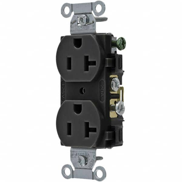 Straight Blade Duplex Receptacle: NEMA 5-20R, 20 Amps, Self-Grounding MPN:CR20BLK