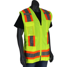 Pip® Contoured Surveyors Vest w/ Solid Front & Mesh Back Class 2 2XL Hi-Vis Yellow 302-0512-LY/2X