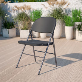 Flash Furniture Plastic Folding Chair - Black with Charcoal Frame - Hercules Series -YCD-50-GGDAD