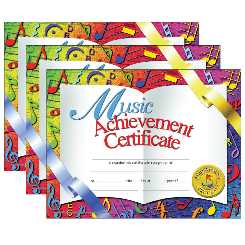 Hayes Certificates, 8-1/2in x 11in, Music Achievement, Rainbow, 30 Certificates Per Pack, Set Of 3 Packs (Min Order Qty 3) MPN:H-VA636-3