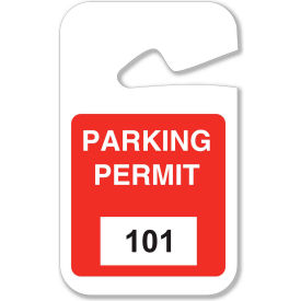 Brady® 96271 Rearview Mirror Hanging Tags Parking Permits Red 101 - 200 2-3/4