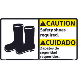 Bilingual Vinyl Sign - Caution Safety Shoes Required CBA11P