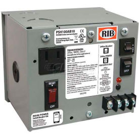 RIB® AC Power Supply PSH100AB10 Enclosed Single 100VA 120-24VAC 10A Breaker PSH100AB10