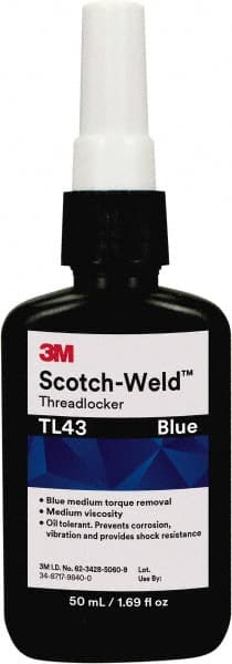 Threadlocker: Blue, Liquid, 50 mL, Bottle MPN:7100039222