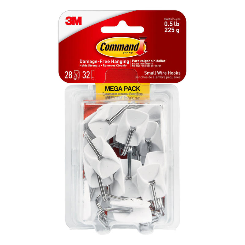 Command Small Wire Toggle Hooks, 28 Command Hooks, 32 Command Strips, Damage Free Organizing of Dorm Rooms, White (Min Order Qty 3) MPN:17067-MPES