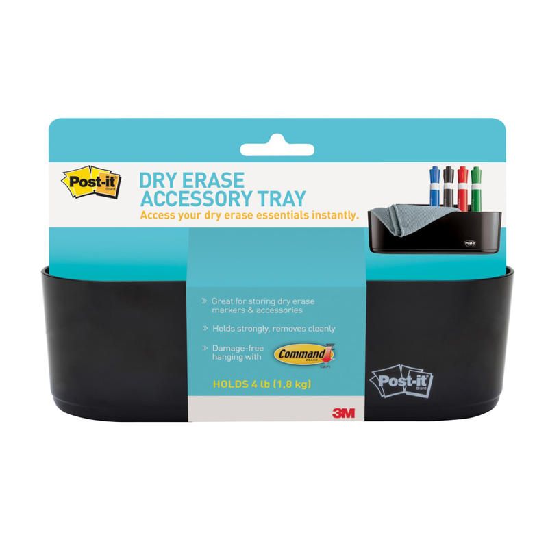 Post-it Dry Erase Accessory Tray, Deftray, 8 5/8in x 3 1/8in x 2 15/16in, Black (Min Order Qty 8) MPN:DEFTRAY