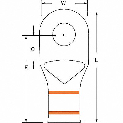 OneHoleLugCmprsnConn Short Orange 101/14 MPN:MC3/0-38RX