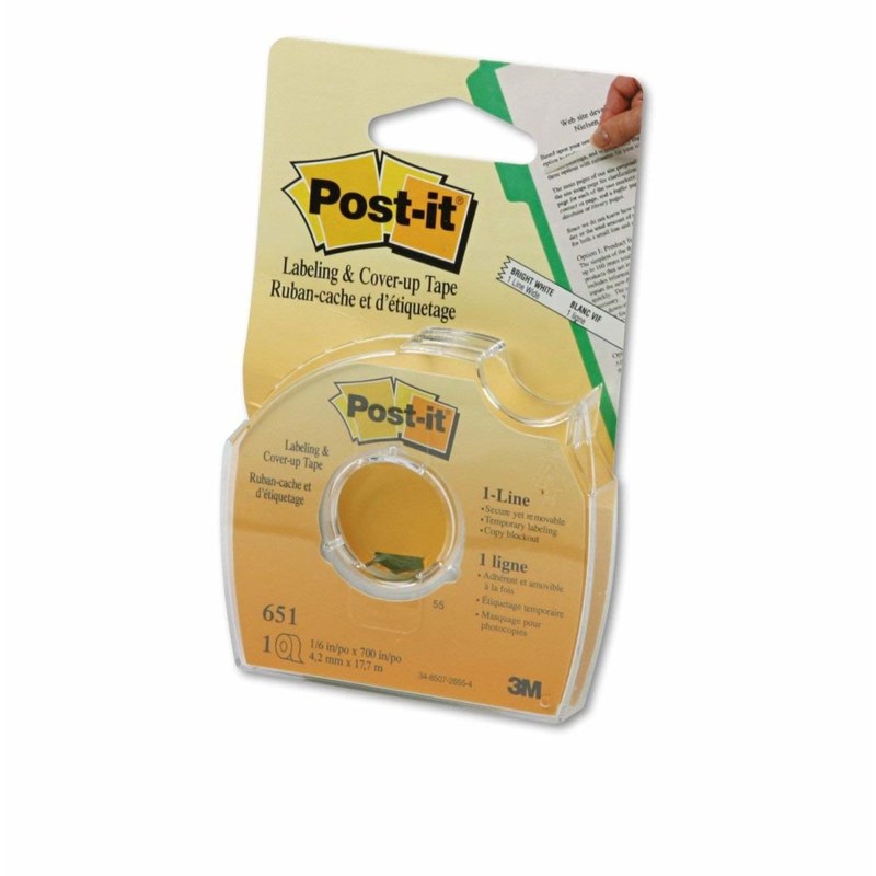 Post-it Notes Cover-Up And Labeling Tape, 1-Line Width, 700in (Min Order Qty 16) MPN:651