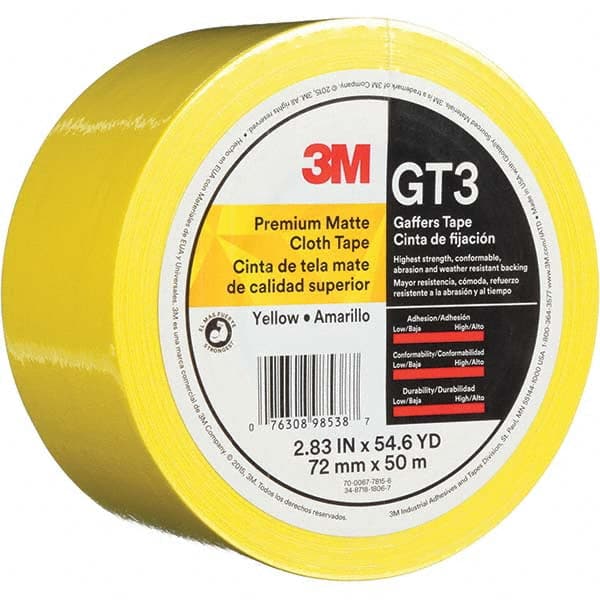 Gaffers Tape: 72 mm Wide, 50 m Long, Yellow MPN:7010312519