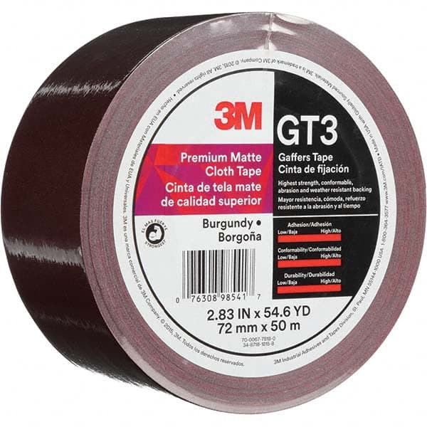 Gaffers Tape: 72 mm Wide, 50 m Long, Burgundy MPN:7010375526