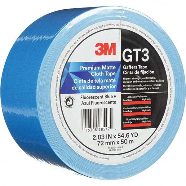 Gaffers Tape: 72 mm Wide, 50 m Long, Fluorescent Blue MPN:7010375529