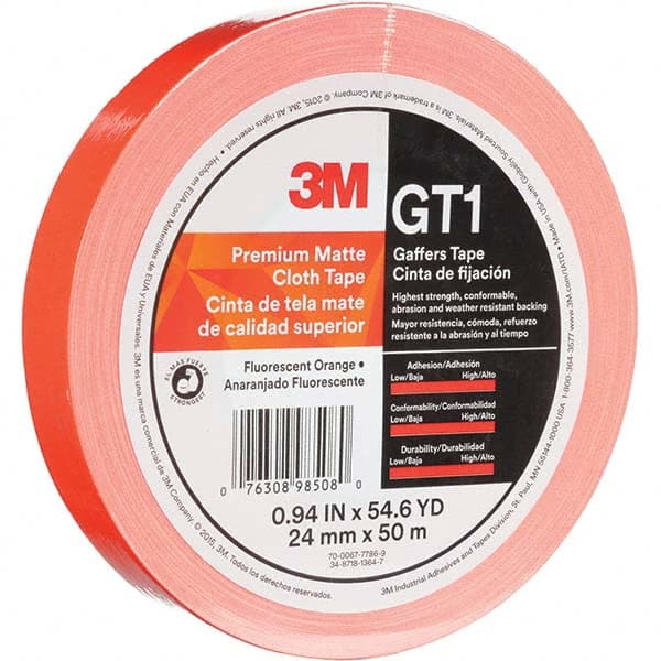 Gaffers Tape: 24 mm Wide, 50 m Long, Fluorescent Orange MPN:7010376459