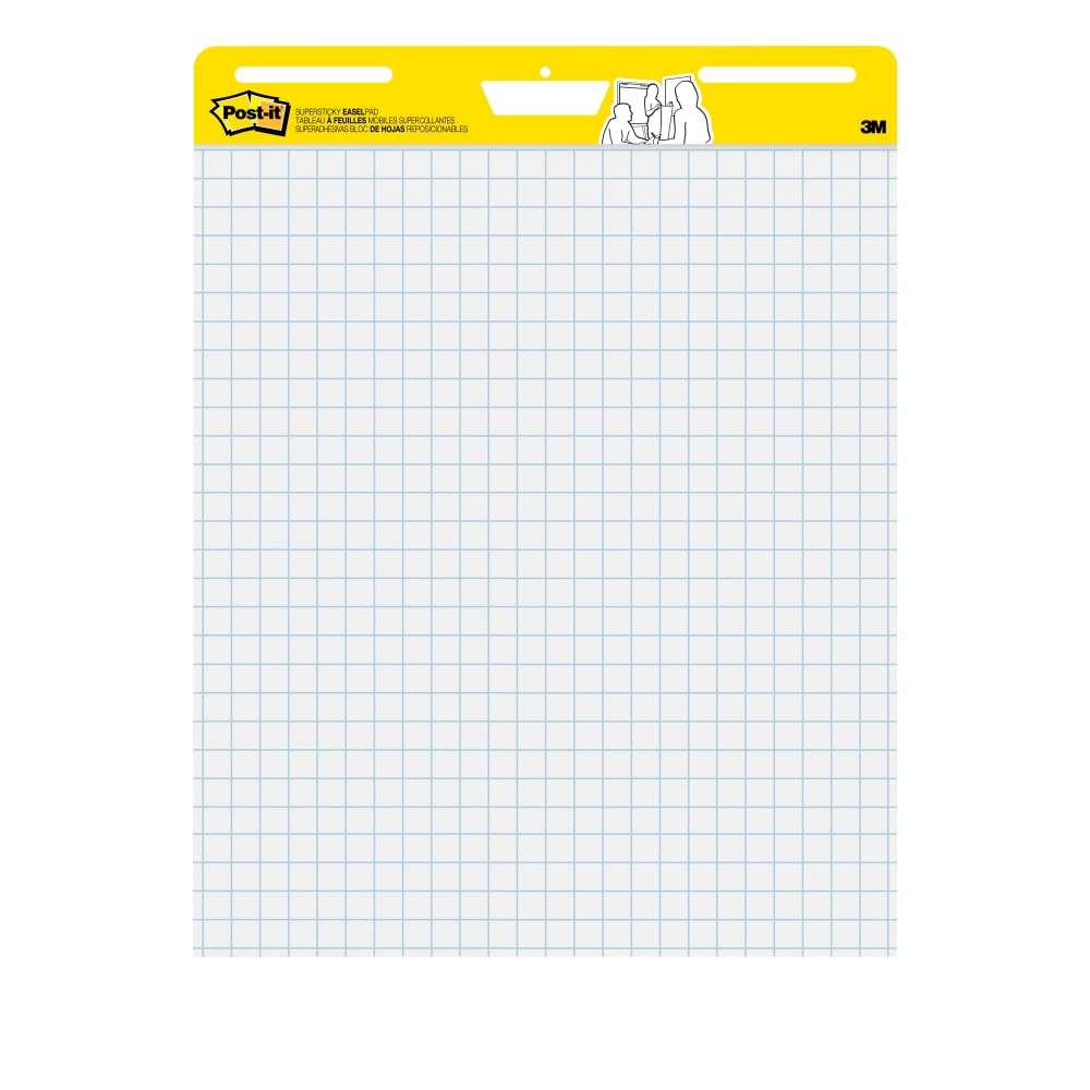 Post-it Super Sticky Easel Pads, 1in Grid Lines, 25in x 30in, White, Pack Of 2 Pads MPN:560