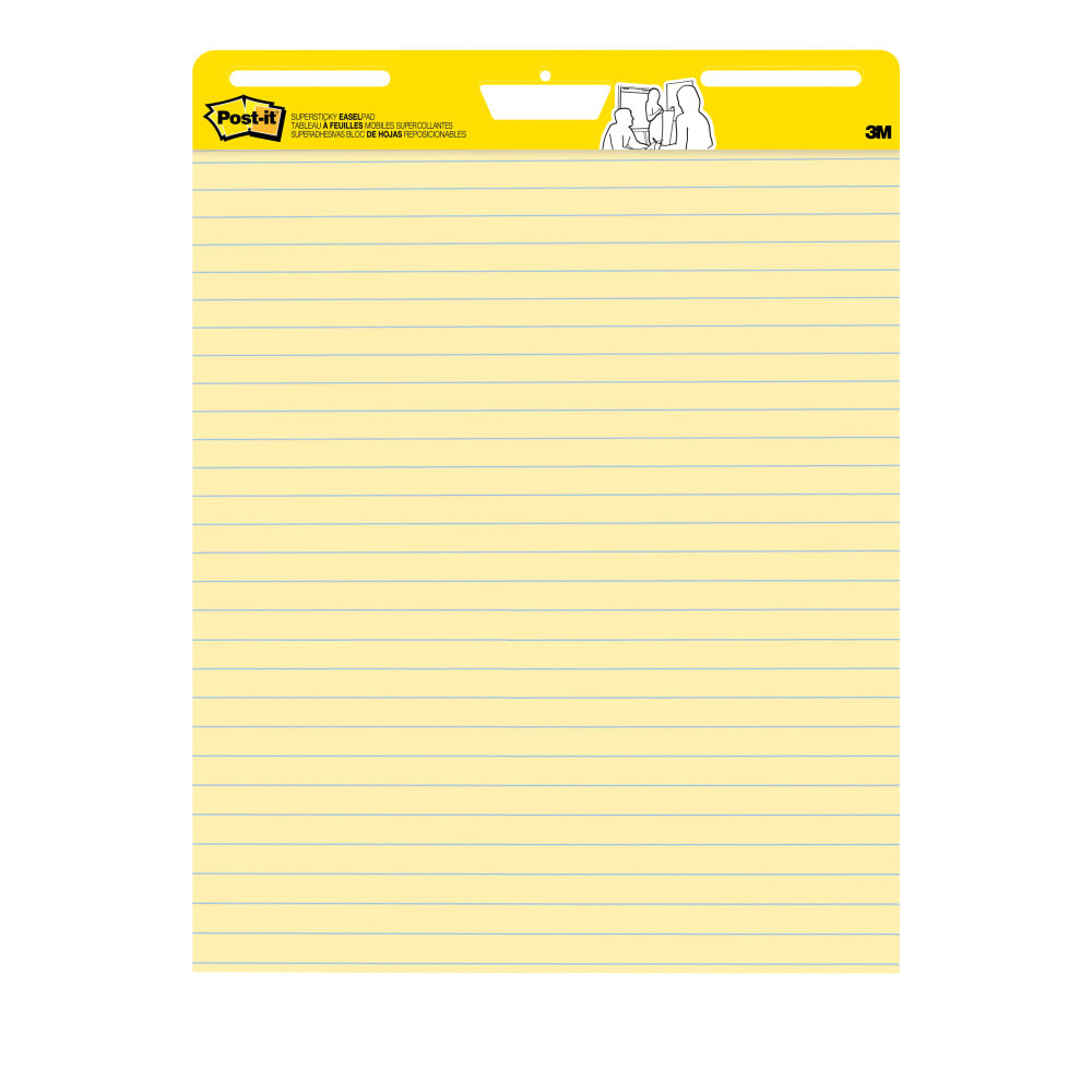 Post-it Super Sticky Easel Pads, Lined, 25in x 30in, Yellow/Blue, Pack Of 2 Pads (Min Order Qty 2) MPN:561