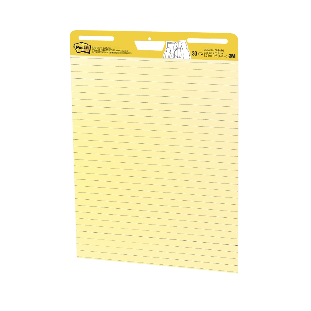 Post-it Super Sticky Easel Pad, 25in x 30in, Yellow With Blue Lines, Pad Of 30 Sheets (Min Order Qty 3) MPN:561SS