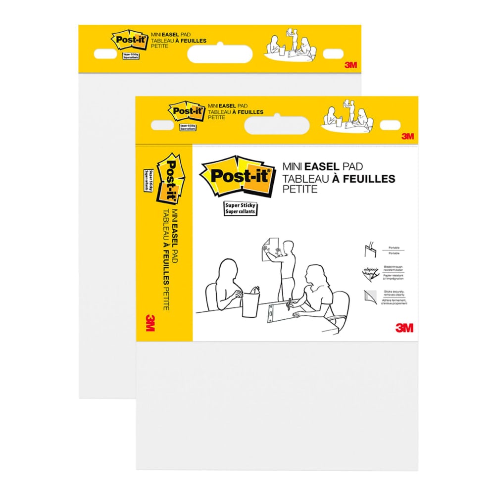 Post-it Super Sticky Mini Easel Pads, 15in x 18in, 2 Pads, 20 Sheets/Pad, Back to School for Classrooms, White (Min Order Qty 3) MPN:577SS-2PK