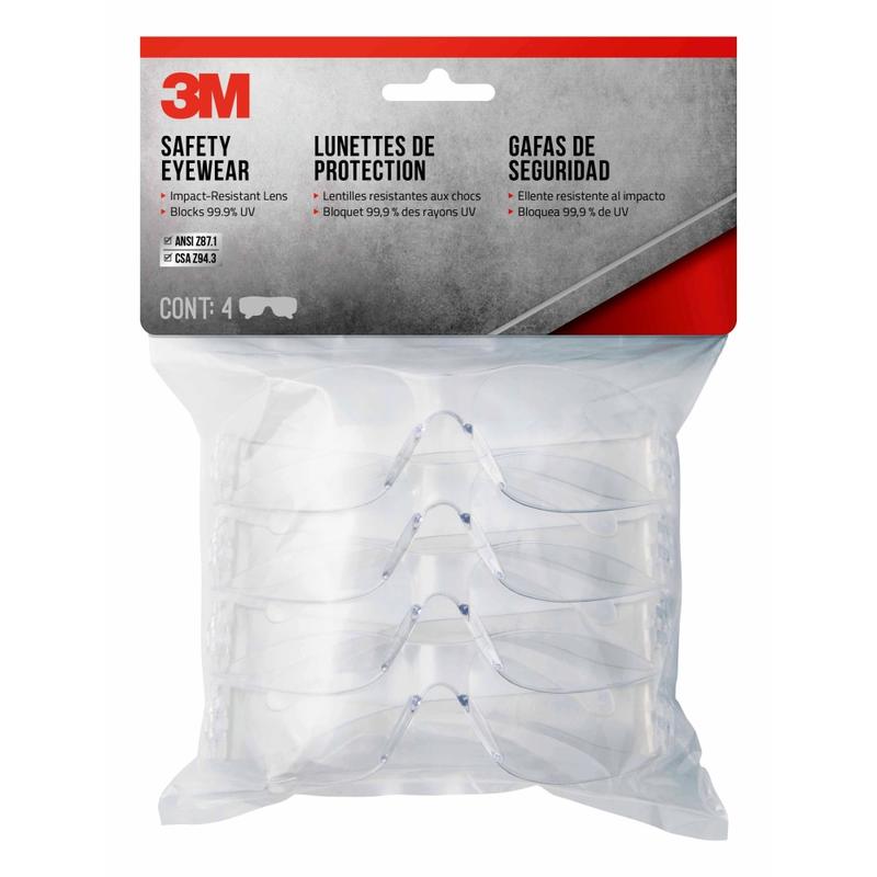 3M Safety Eyewear Anti-Scratch, 90953H4-DC, Clear, Clear Lens, 4 per Pack (Min Order Qty 4) MPN:90953H4-DC