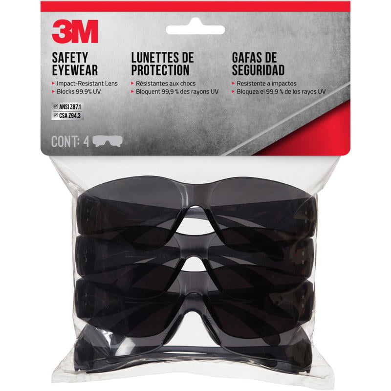 3M Safety Eyewear Anti-Scratch, 90954H4-DC, Gray, Gray Lens, 4 Per Pack (Min Order Qty 6) MPN:90954H4-DC