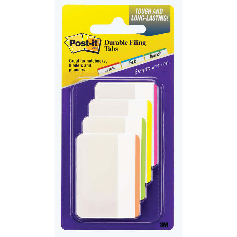 Post-it Notes Durable Filing Tabs, 2in, Assorted Colors, 6 Flags Per Pad, Pack Of 4 Pads (Min Order Qty 19) MPN:686F-1BB