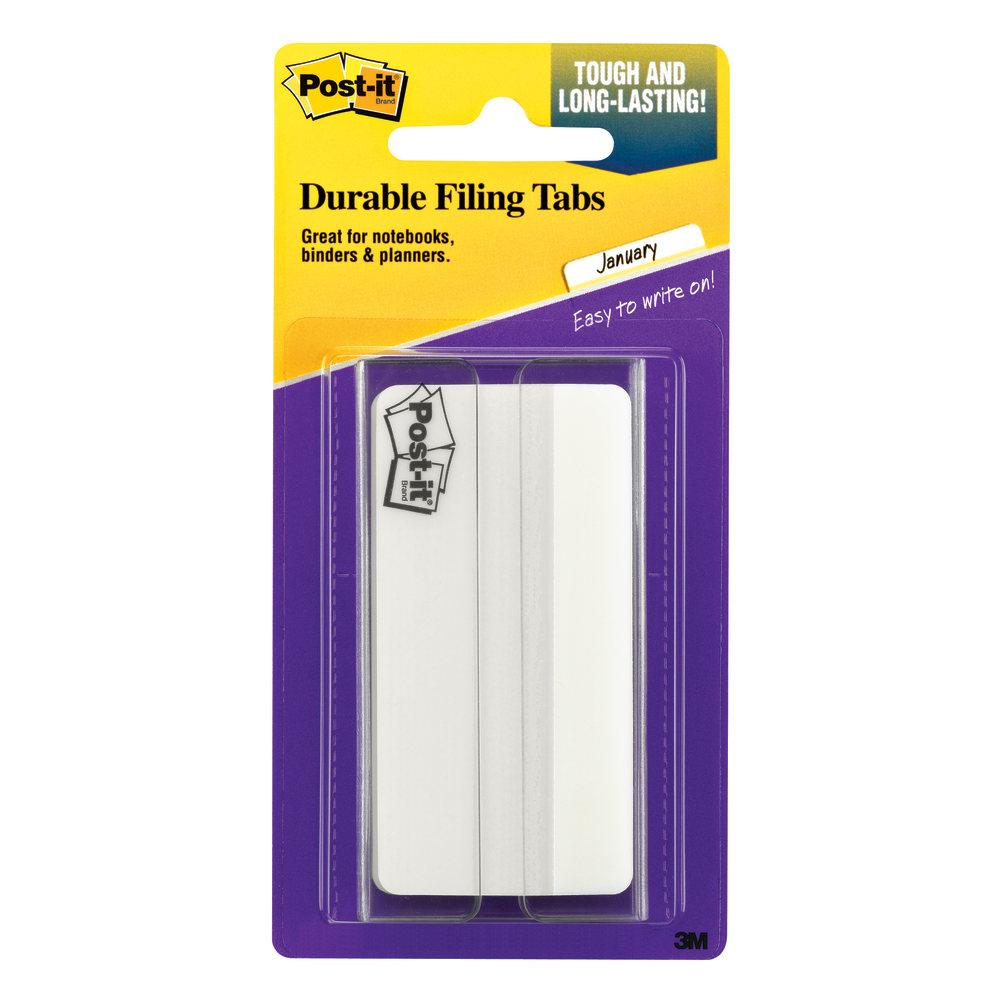 Post-it Notes Durable Filing Tabs, 3in, White, Pack Of 50 Tabs (Min Order Qty 6) MPN:686F-50WH3IN