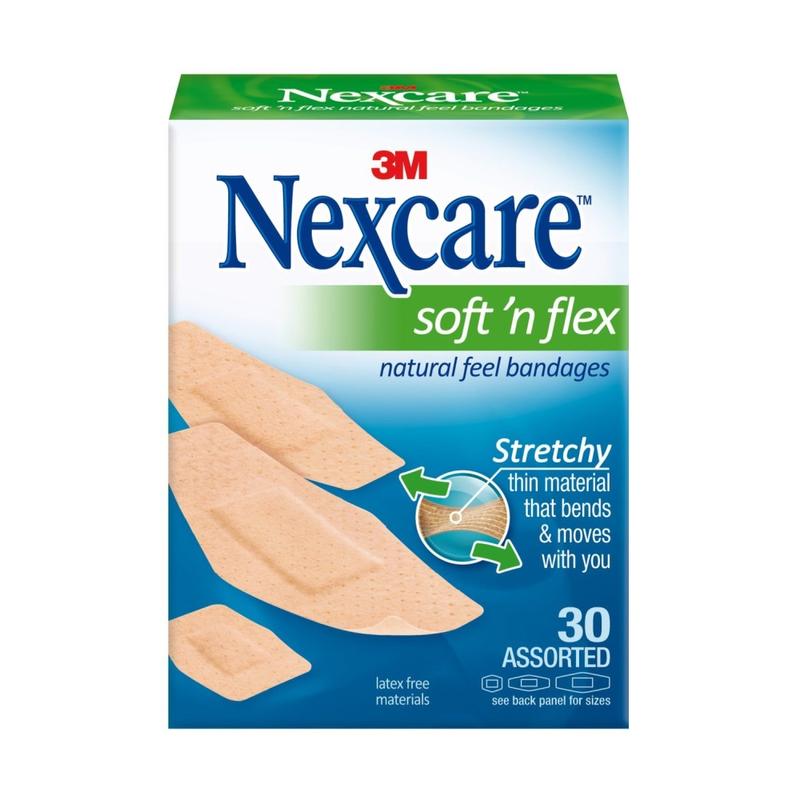 Nexcare Soft N Flex Fabric Bandages, Assorted Sizes, Tan, Box Of 30 (Min Order Qty 14) MPN:57630PB