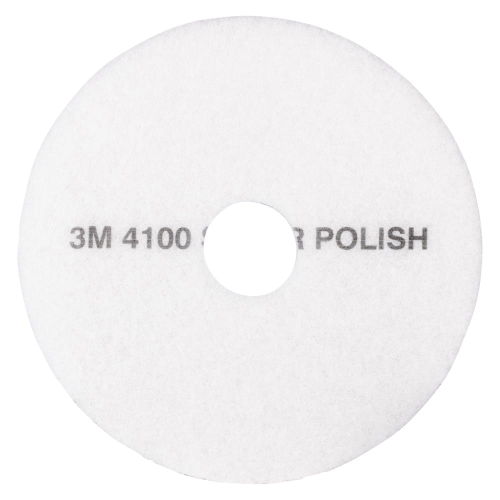 3M 4100 Super Polishing Floor Pads, 18in Diameter, White, Pack Of 5 Pads (Min Order Qty 2) MPN:4100-18