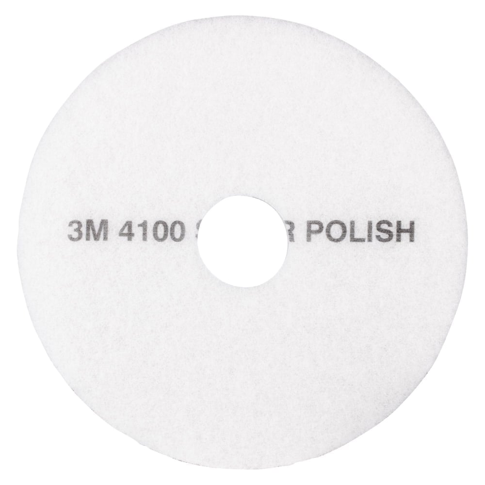 3M 4100 Super Polishing Floor Pads, 19in Diameter, White, Case Of 5 (Min Order Qty 2) MPN:4100-19