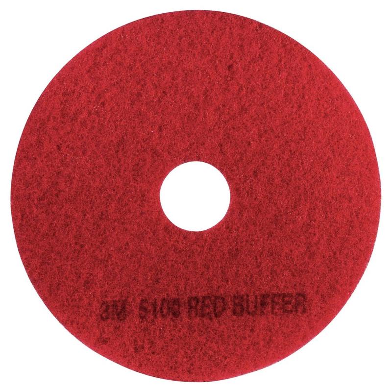 3M 5100 Buffer Floor Pads, 13in Diameter, Red, Case Of 5 (Min Order Qty 3) MPN:5100-13