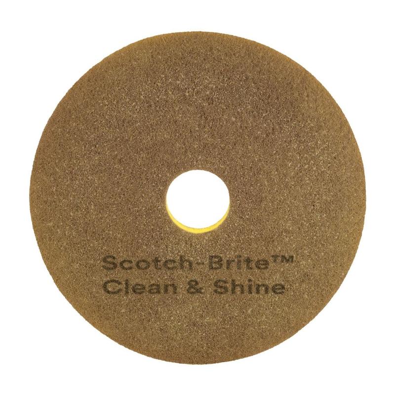 Scotch-Brite Clean & Shine Floor Pads, 17in, Yellow/Gold, Case Of 5 MPN:09544