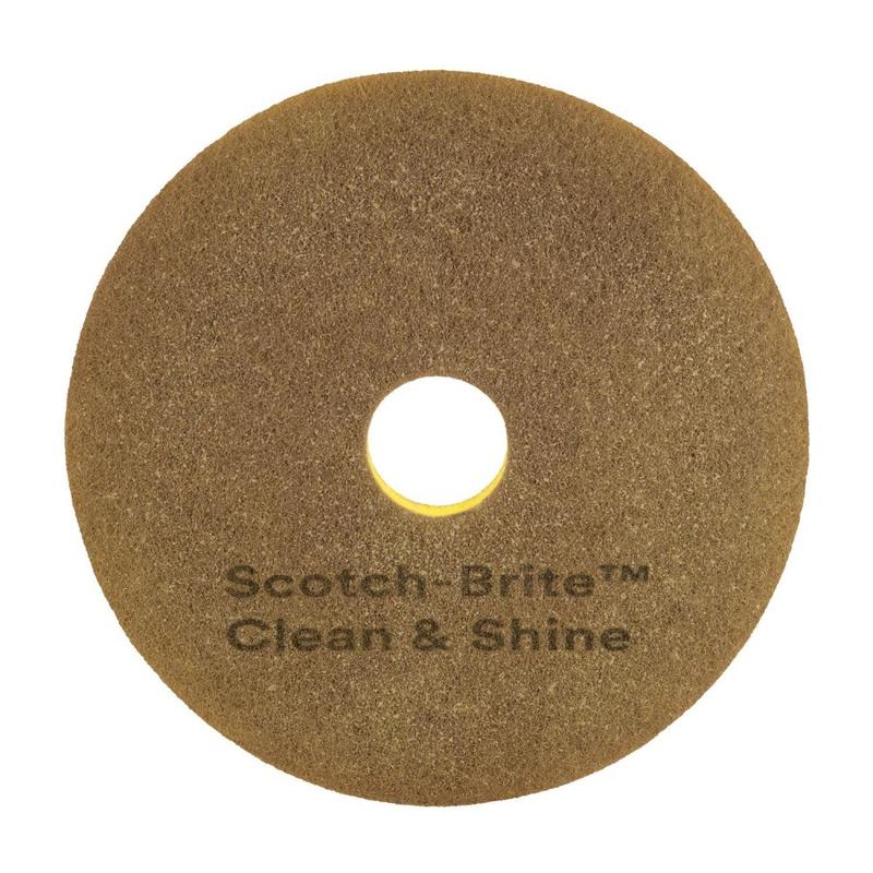 Scotch-Brite Clean & Shine Floor Pads, 16in, Yellow/Gold, Case Of 5 MPN:09545