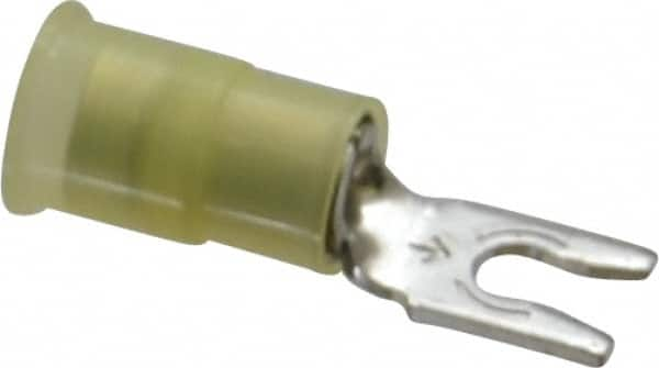 Locking Fork Terminal: Yellow, Nylon, Partially Insulated, #6 Stud, Crimp MPN:7010291856