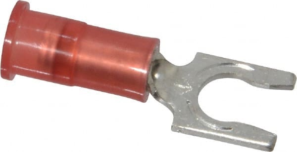 Locking Fork Terminal: Red, Nylon, Partially Insulated, #10 Stud, Crimp MPN:7010297783