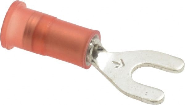 Standard Fork Terminal: Red, Nylon, Partially Insulated, #6 Stud, Crimp MPN:7010319495