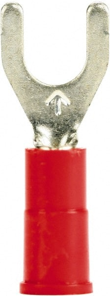 Standard Fork Terminal: Red, Vinyl, Partially Insulated, #8 Stud, Crimp MPN:7010349249