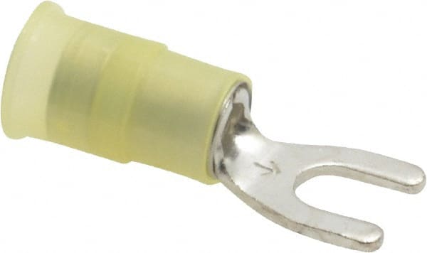 Standard Fork Terminal: Yellow, Nylon, Partially Insulated, #10 Stud, Crimp MPN:7010349251