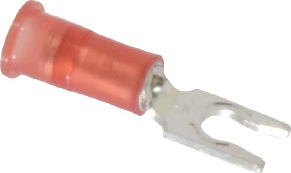 Locking Fork Terminal: Red, Nylon, Partially Insulated, #6 Stud, Crimp MPN:7010397421