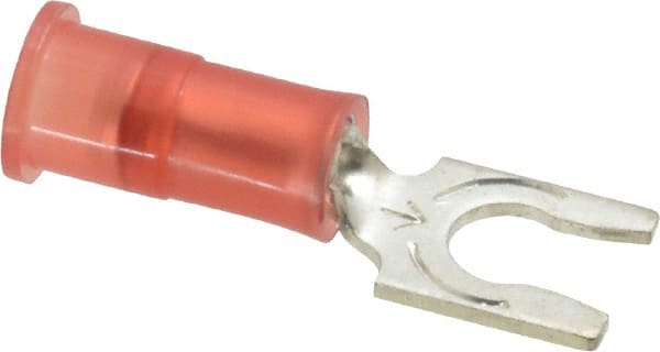 Locking Fork Terminal: Red, Nylon, Partially Insulated, #8 Stud, Crimp MPN:7010397422