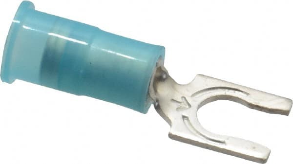 Locking Fork Terminal: Blue, Nylon, Partially Insulated, #10 Stud, Crimp MPN:7010397423