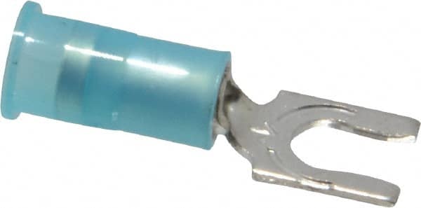 Locking Fork Terminal: Blue, Nylon, Partially Insulated, #8 Stud, Crimp MPN:7010397425