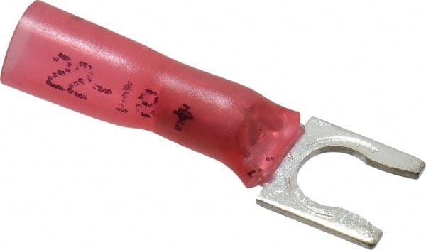 Locking Fork Terminal: Red, Partially Insulated, #10 Stud, Crimp MPN:7010398218