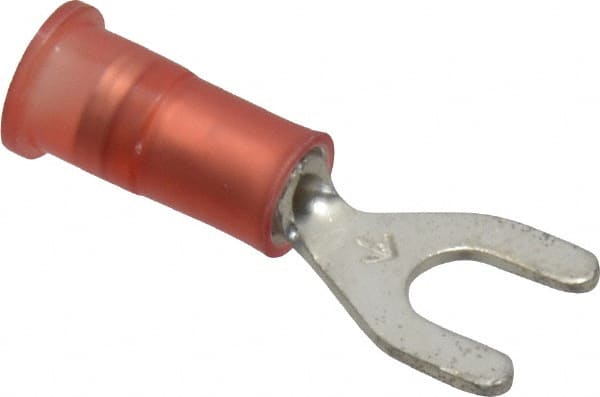 Standard Fork Terminal: Red, Nylon, Partially Insulated, #8 Stud, Crimp MPN:7100167500