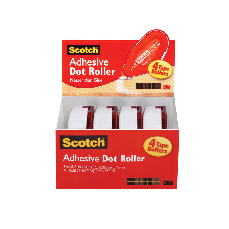 Scotch Double-Sided Tape Runner Value Pack, .31 in. x 16.3 yd, Pack of 4 (Min Order Qty 3) MPN:6055BNS