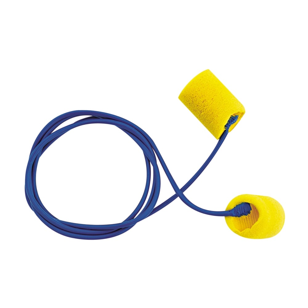 Aearo EAR Classic Earplugs, Corded, PVC Foam, Yellow, 200 Pairs/Box MPN:3111101